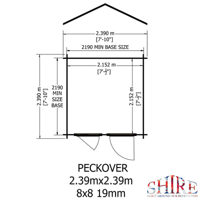 Shire Peckover 8' x 8' ft 19mm Log Cabin