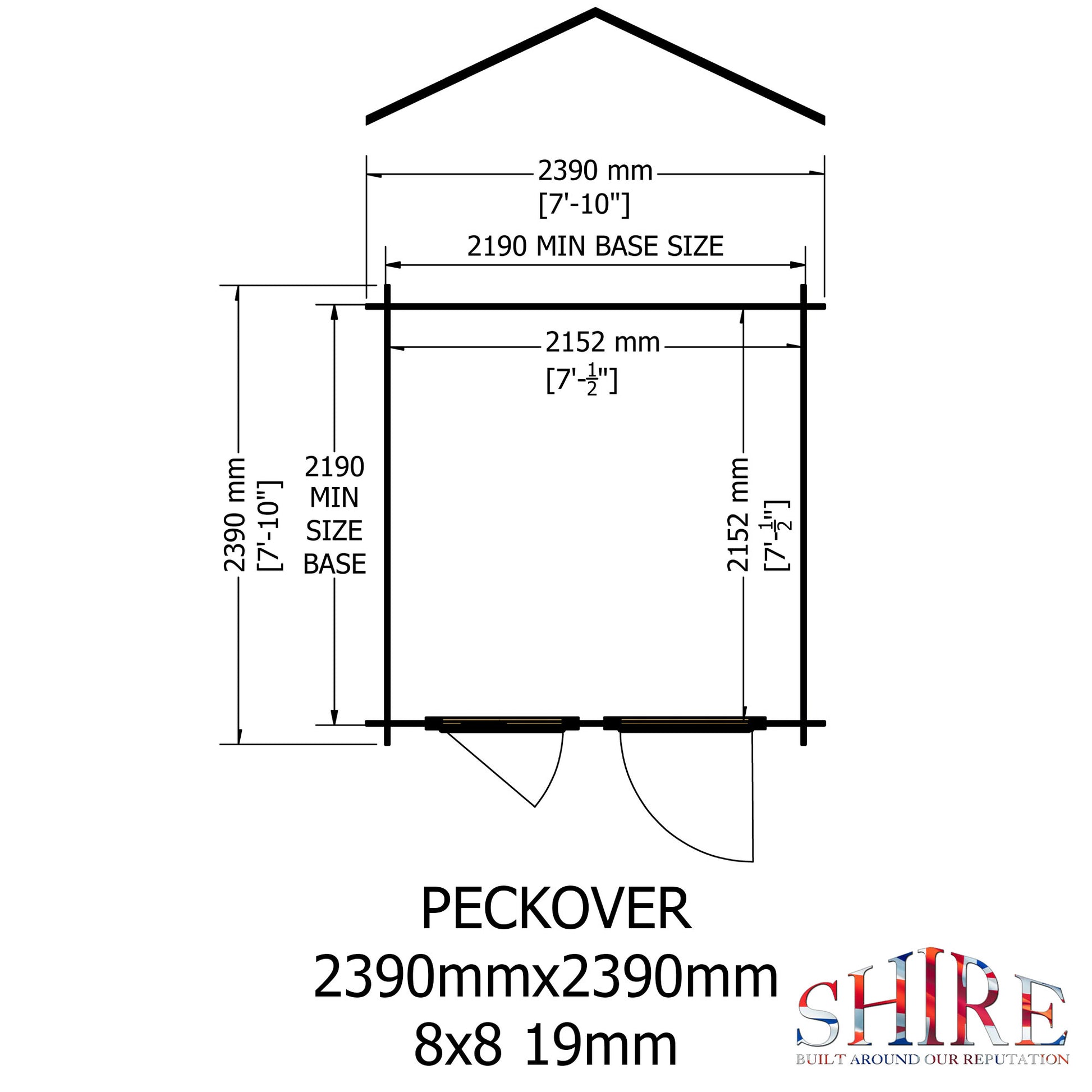 Shire Peckover 8' x 8' ft 19mm Log Cabin