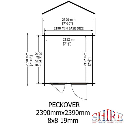 Shire Peckover 8' x 8' ft 19mm Log Cabin