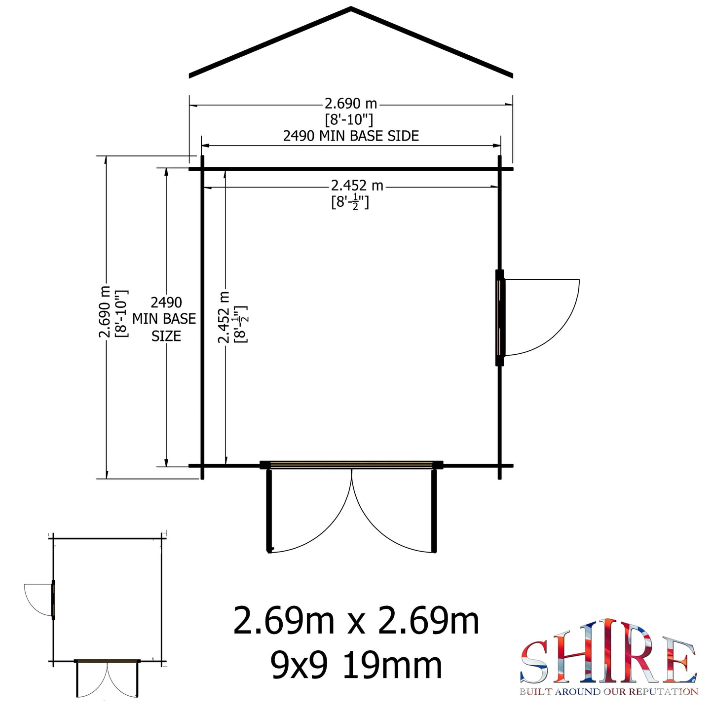 Shire Barnsdale Single Doorale 9' x 9' ft 19mm Log Cabin