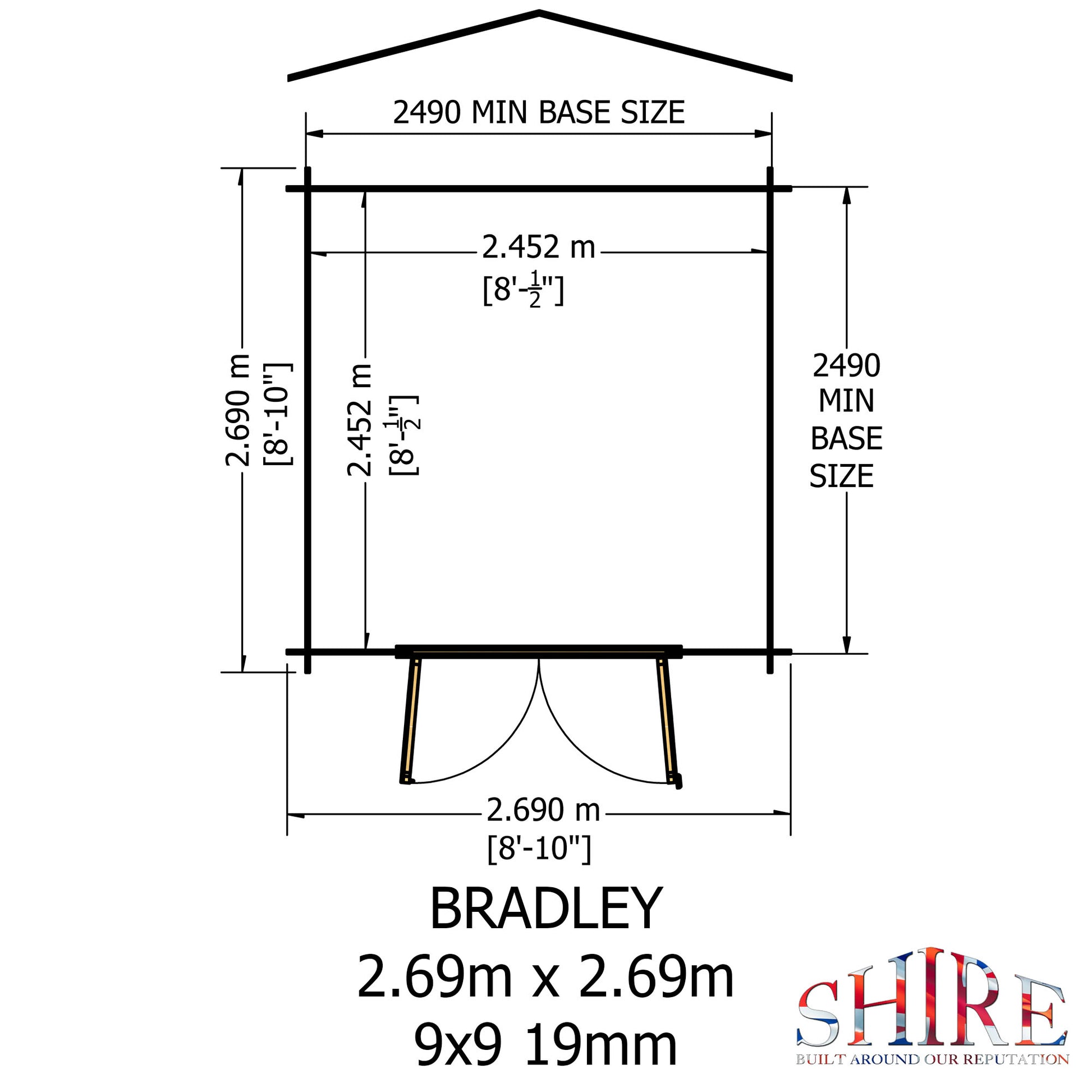 Shire Bradley 9' x 9' ft 19mm Log Cabin