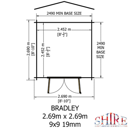 Shire Bradley 9' x 9' ft 19mm Log Cabin