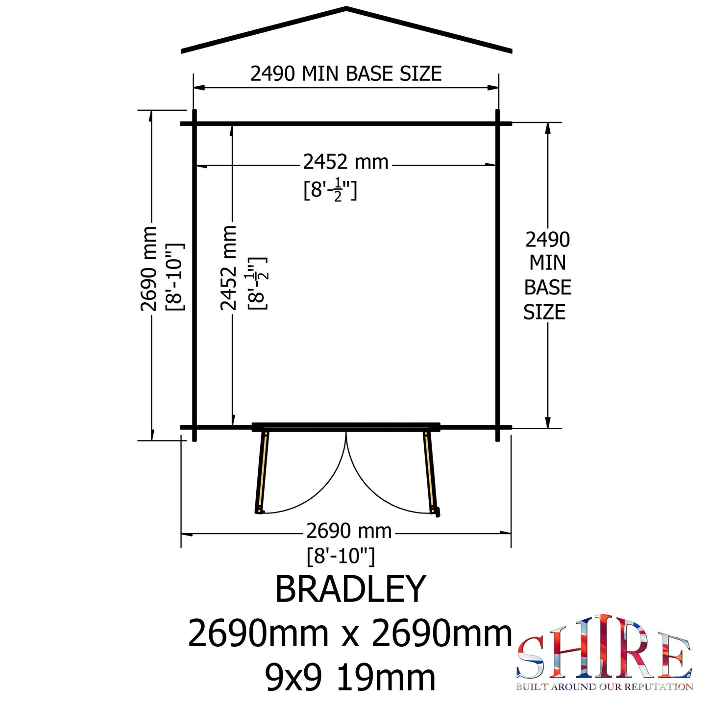 Shire Bradley 9' x 9' ft 19mm Log Cabin