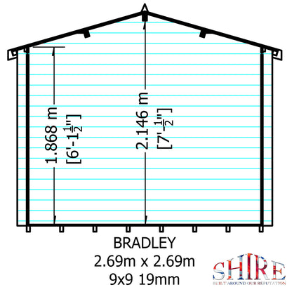 Shire Bradley 9' x 9' ft 19mm Log Cabin