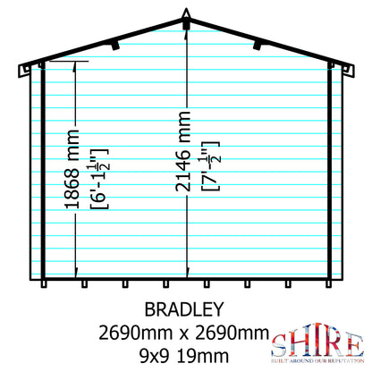 Shire Bradley 9' x 9' ft 19mm Log Cabin