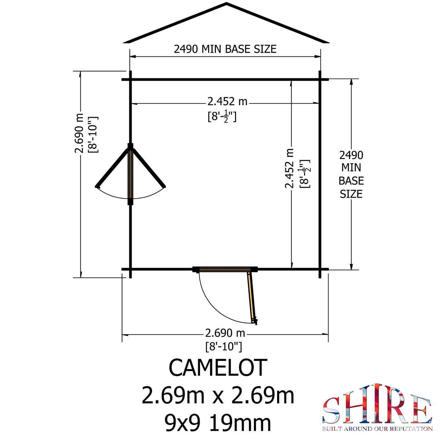 Shire Camelot 9' x 9' ft 19mm Log Cabin