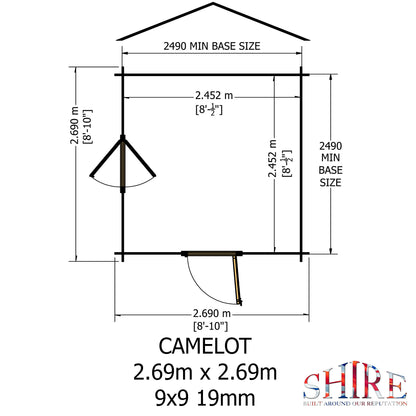 Shire Camelot 9' x 9' ft 19mm Log Cabin