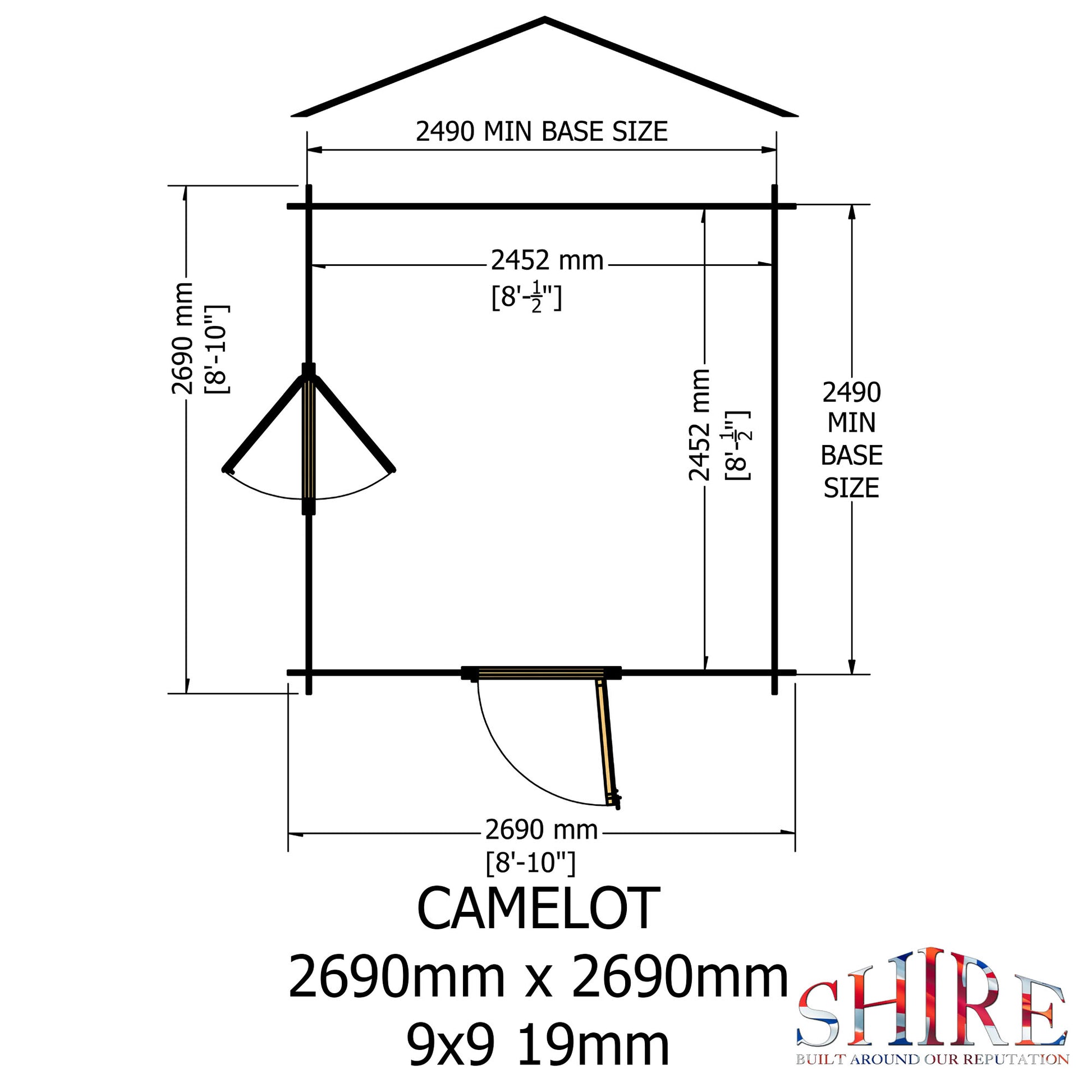 Shire Camelot 9' x 9' ft 19mm Log Cabin