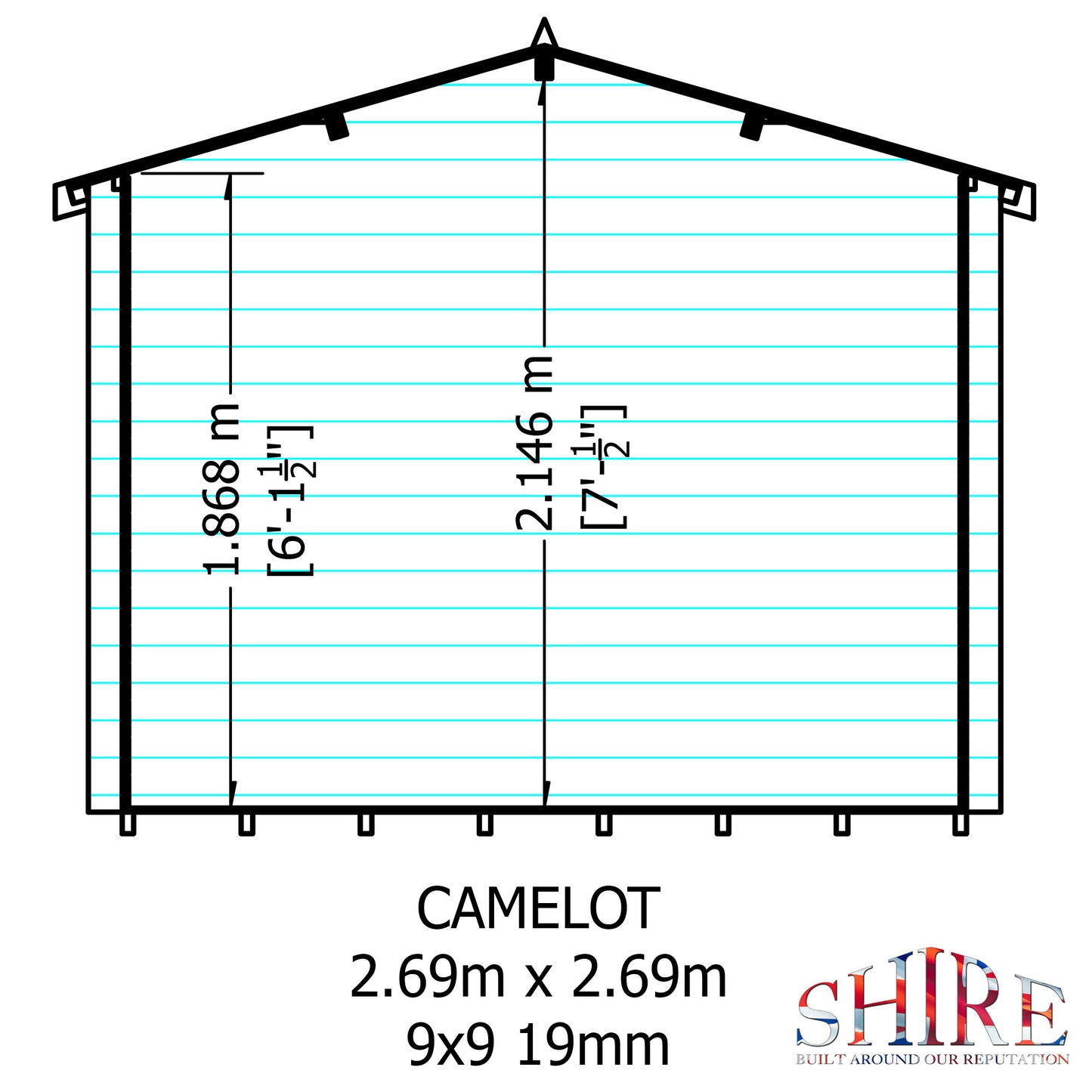 Shire Camelot 9' x 9' ft 19mm Log Cabin