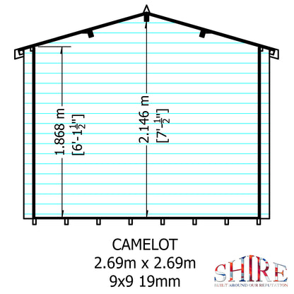 Shire Camelot 9' x 9' ft 19mm Log Cabin