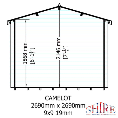 Shire Camelot 9' x 9' ft 19mm Log Cabin