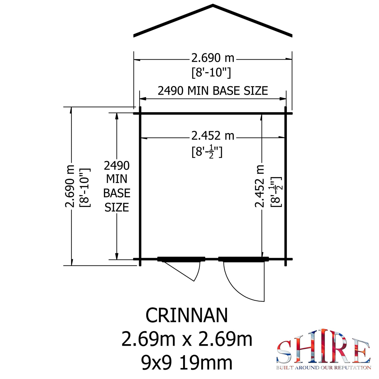 Shire Crinan 9' x 9' ft 19mm Log Cabin