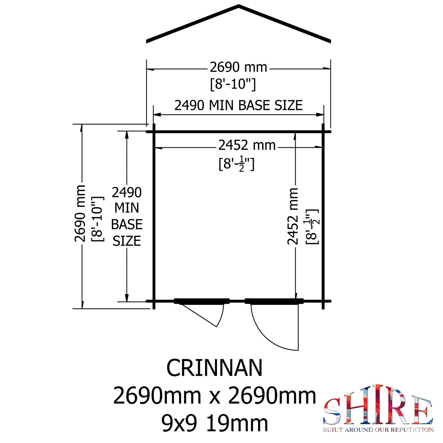 Shire Crinan 9' x 9' ft 19mm Log Cabin