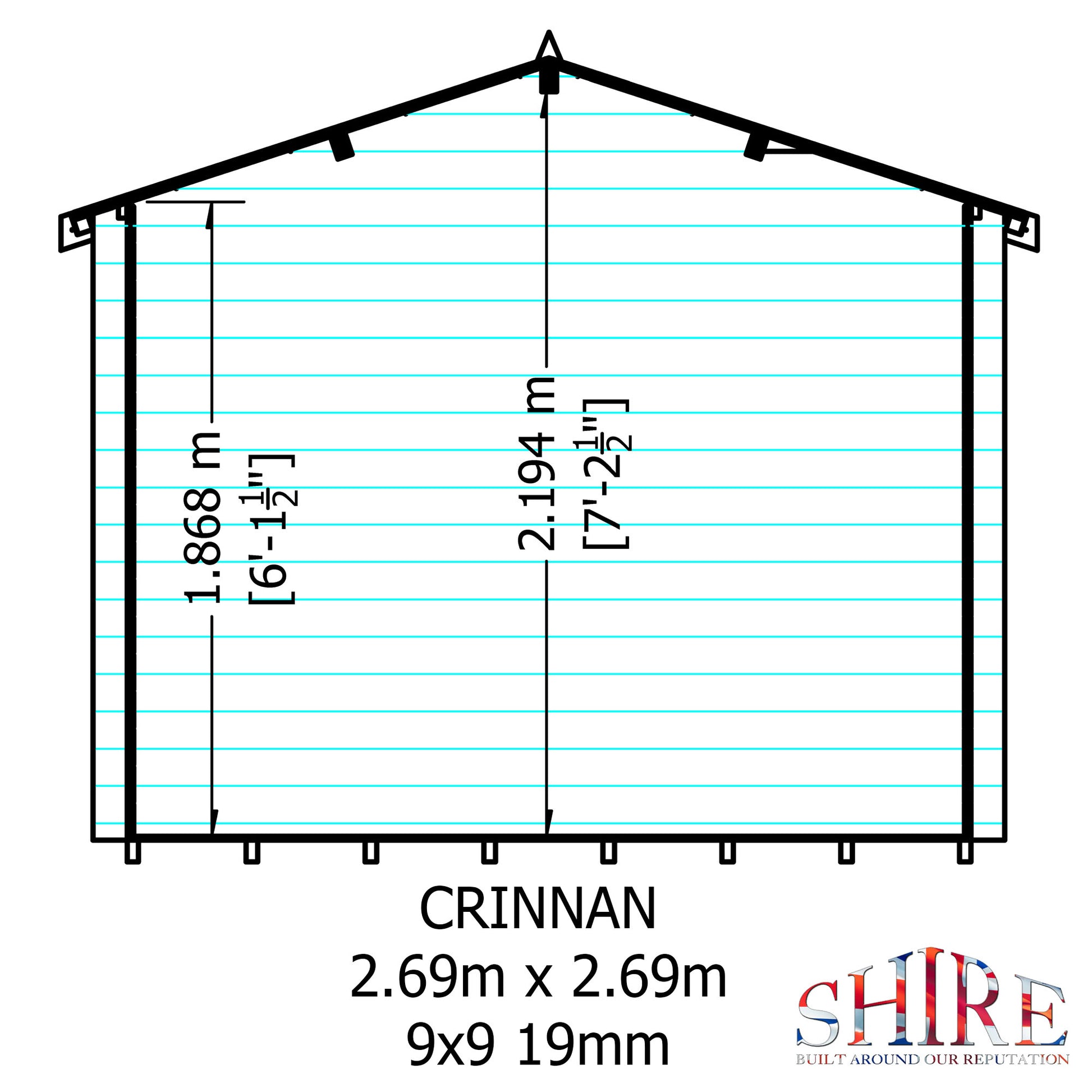 Shire Crinan 9' x 9' ft 19mm Log Cabin