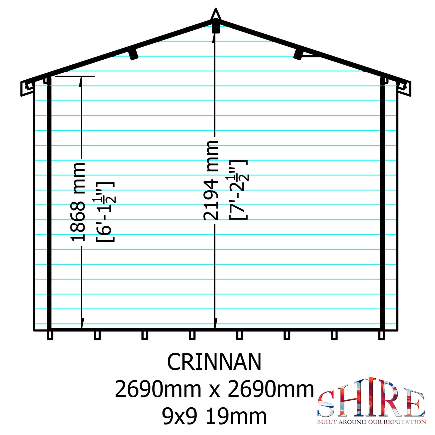 Shire Crinan 9' x 9' ft 19mm Log Cabin