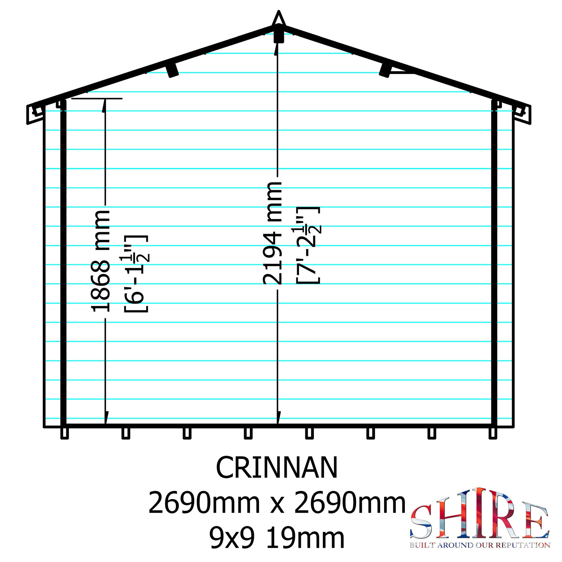 Shire Crinan 9' x 9' ft 19mm Log Cabin