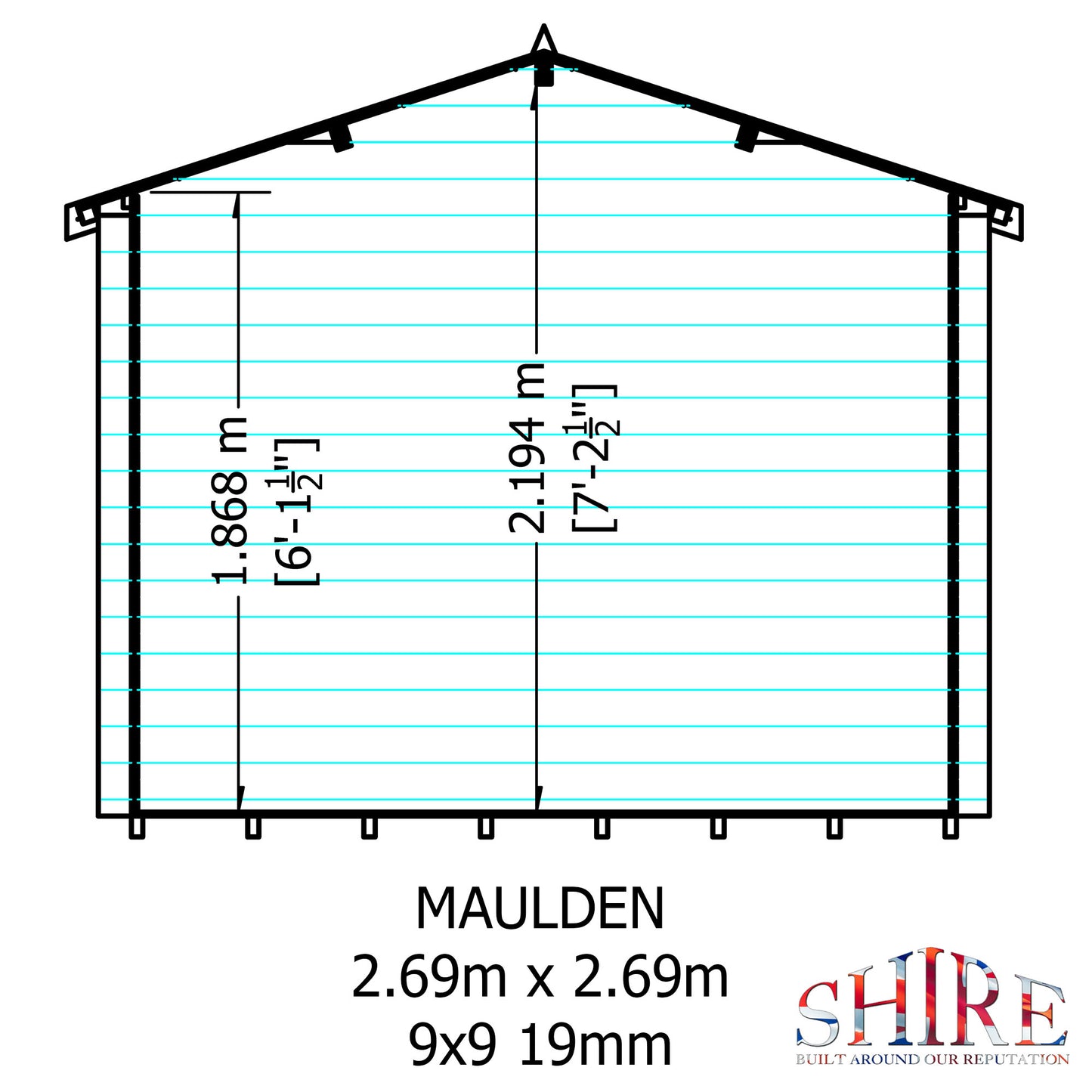 Shire Maulden with Veranda 9' x 9' ft 19mm Log Cabin