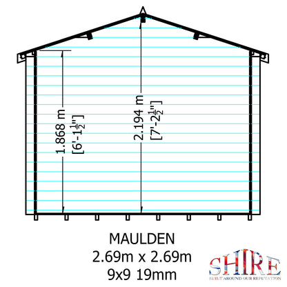 Shire Maulden with Veranda 9' x 9' ft 19mm Log Cabin