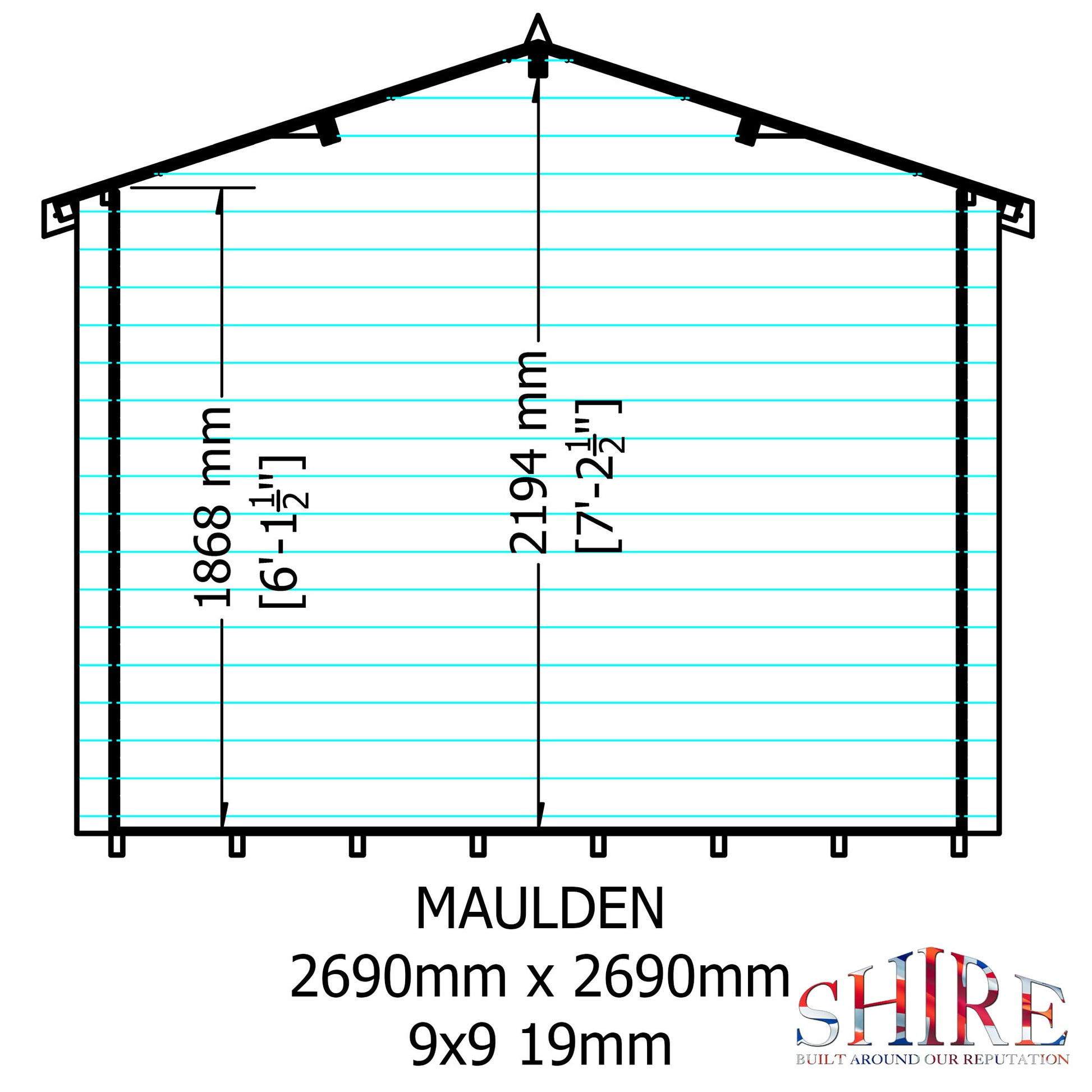 Shire Maulden with Veranda 9' x 9' ft 19mm Log Cabin