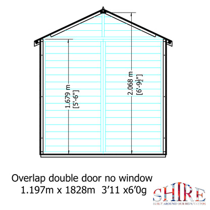 Shire Overlap Pressure Treated 4x6 Double Door Pressure Treated Value Range Wooden Garden Shed