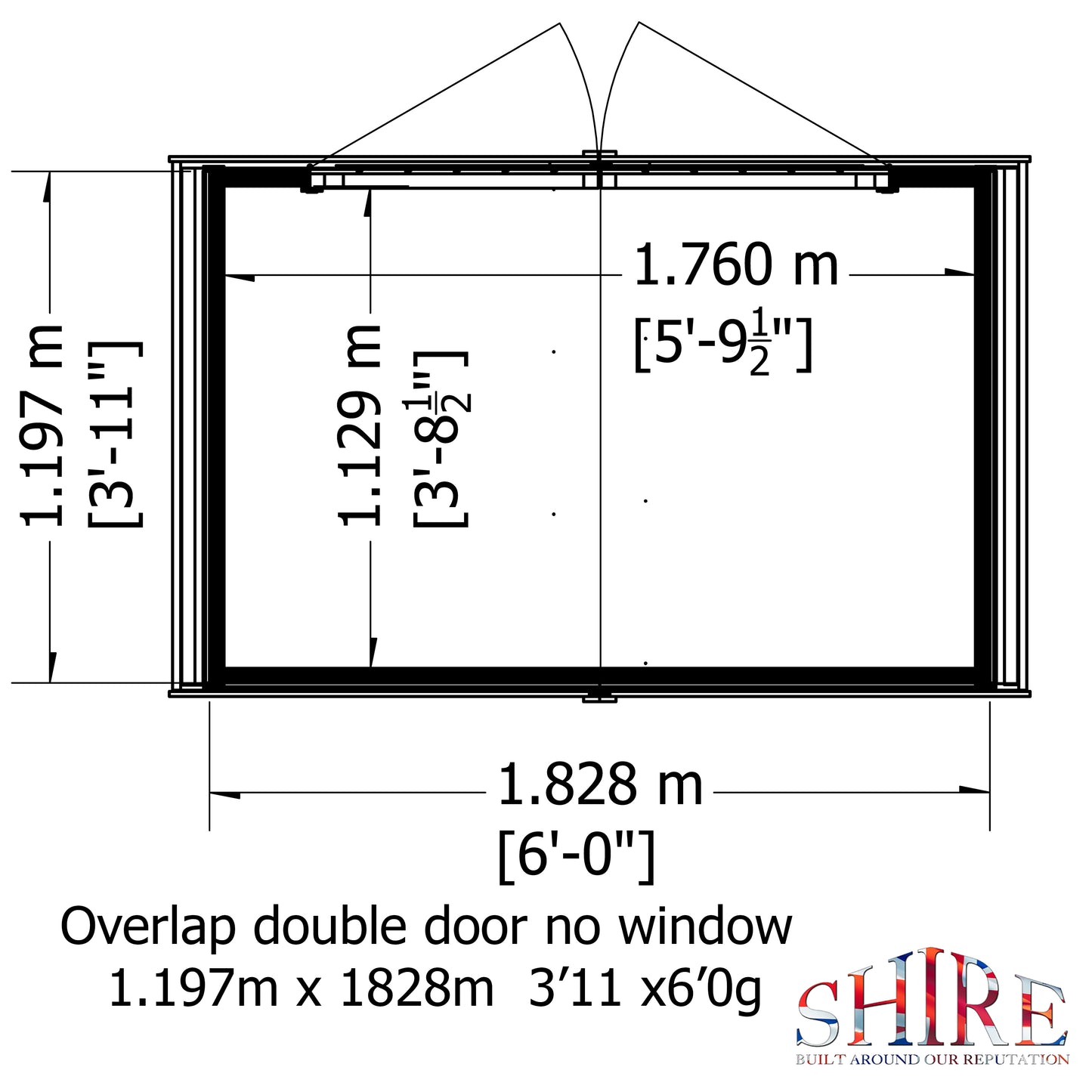 Shire Overlap Double Door No Windows 4 x 6 ft Dip Treated Wooden Garden Shed