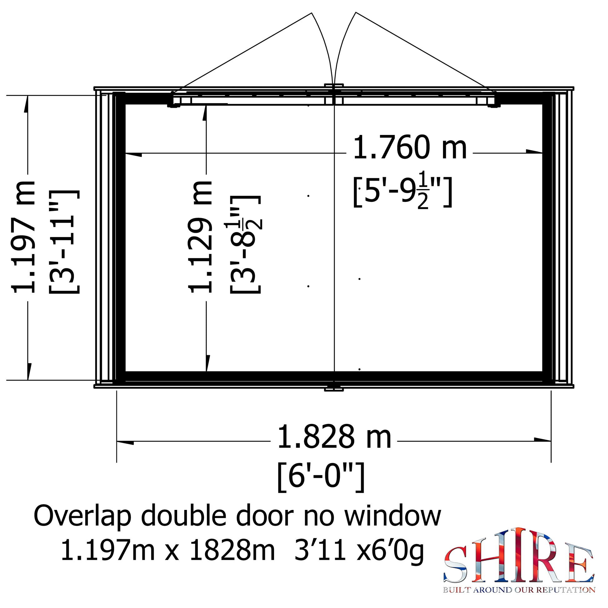 Shire Overlap Double Door No Windows 4 x 6 ft Dip Treated Wooden Garden Shed