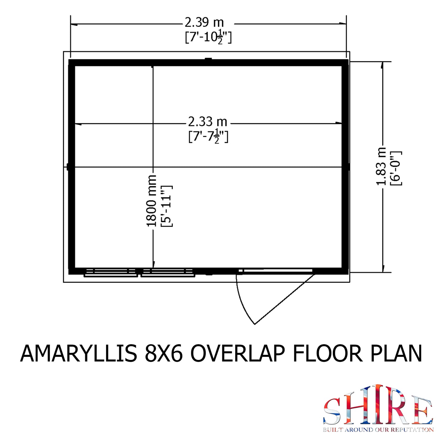 Shire Overlap 8x6 Single Door Reverse Apex Amaryllis 8x6ft Dip Treated Wooden Garden Shed