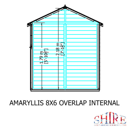 Shire Overlap 8x6 Single Door Reverse Apex Amaryllis 8x6ft Dip Treated Wooden Garden Shed