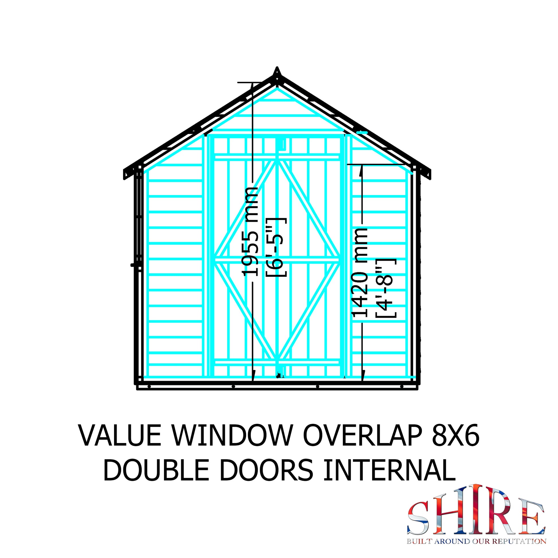 Shire Overlap 8' x 6' Double Door Value With Window Dip Treated Wooden Apex Garden Shed