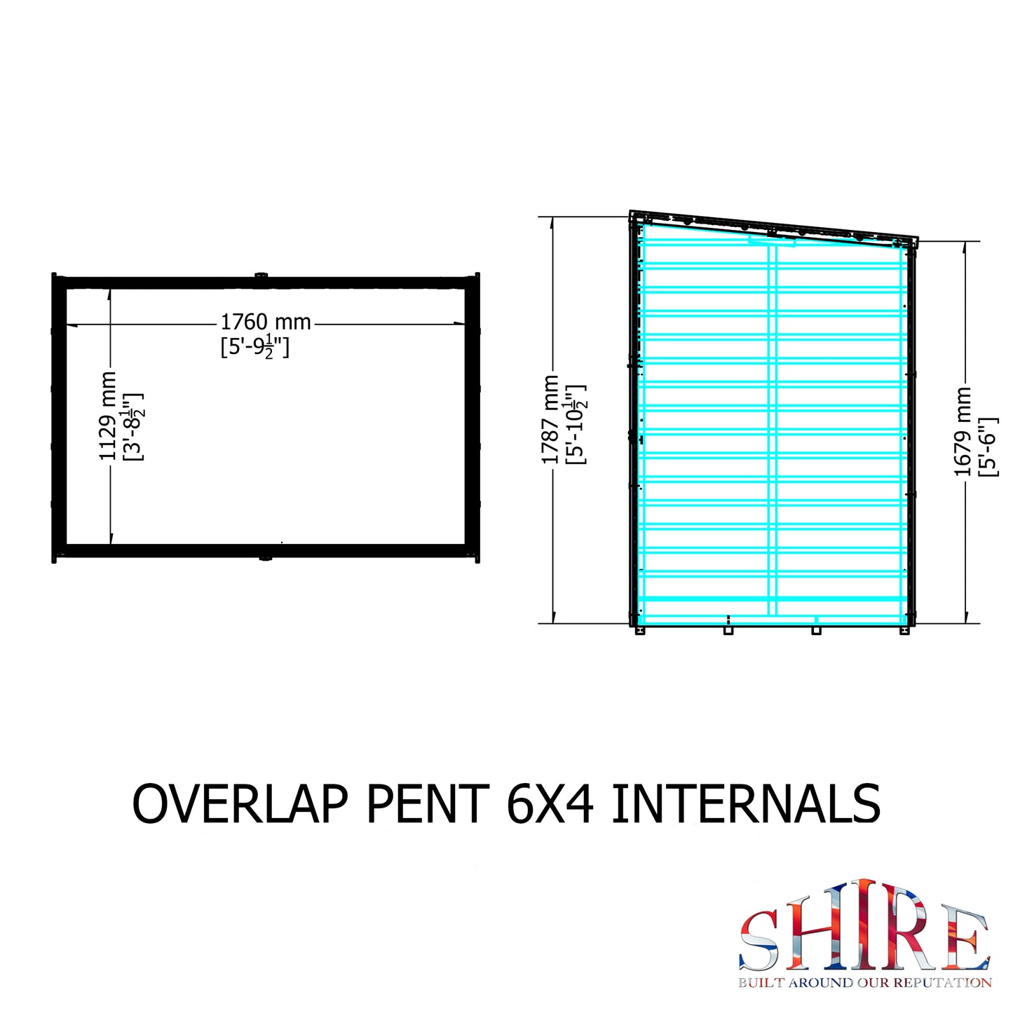 Shire Overlap Pent 6x4 Single Door 6 x 4 ft Dip Treated Wooden Garden Shed