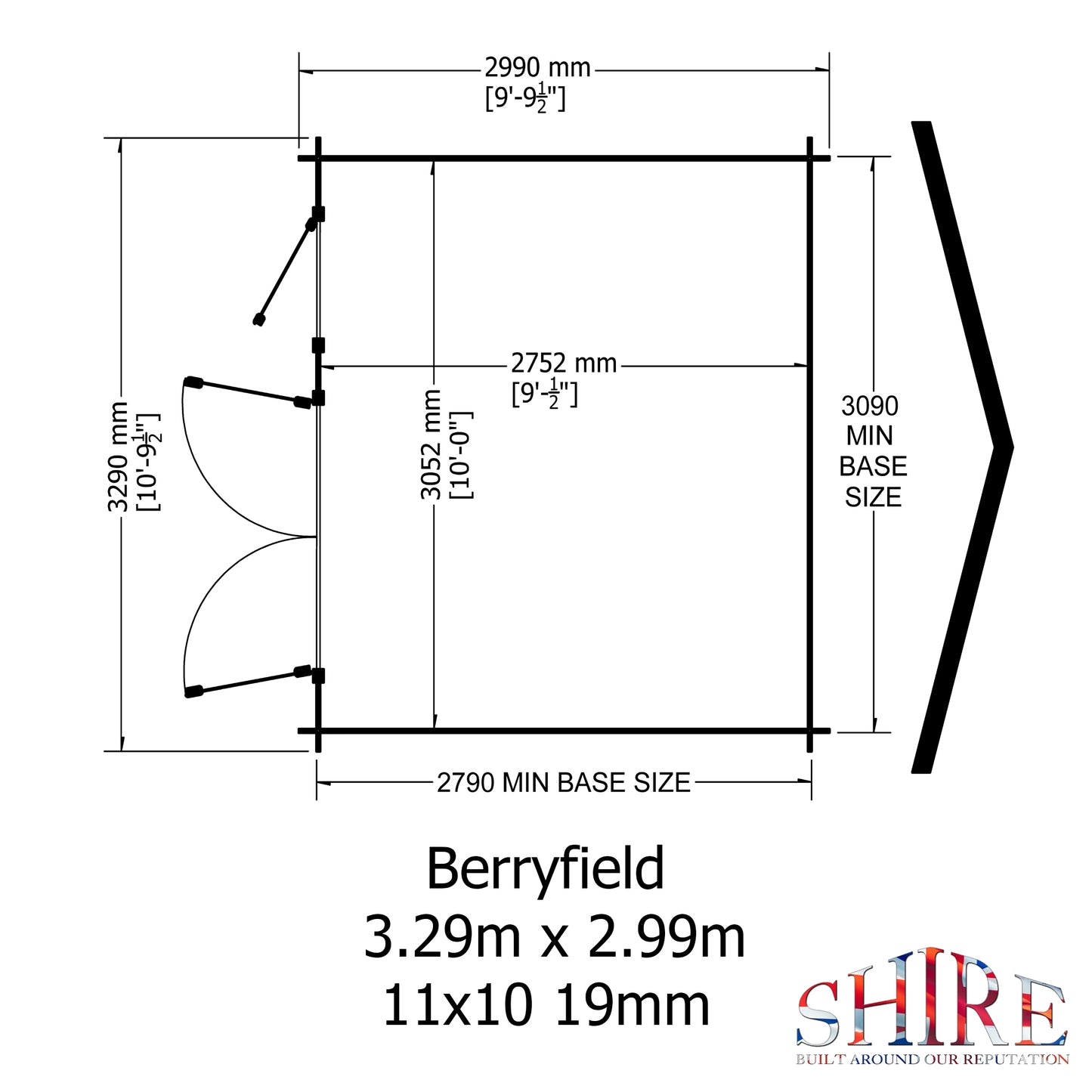 Shire Berryfield 11' x 10' ft 19mm Log Cabin