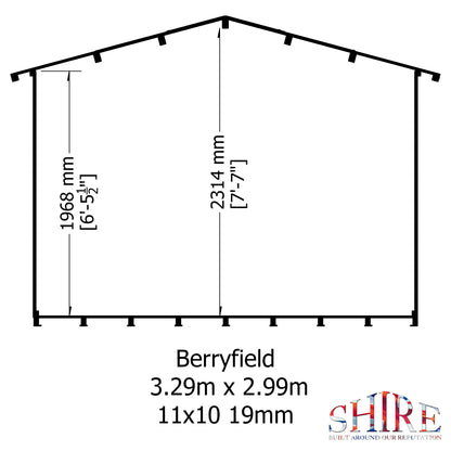 Shire Berryfield 11' x 8' ft 19mm Log Cabin