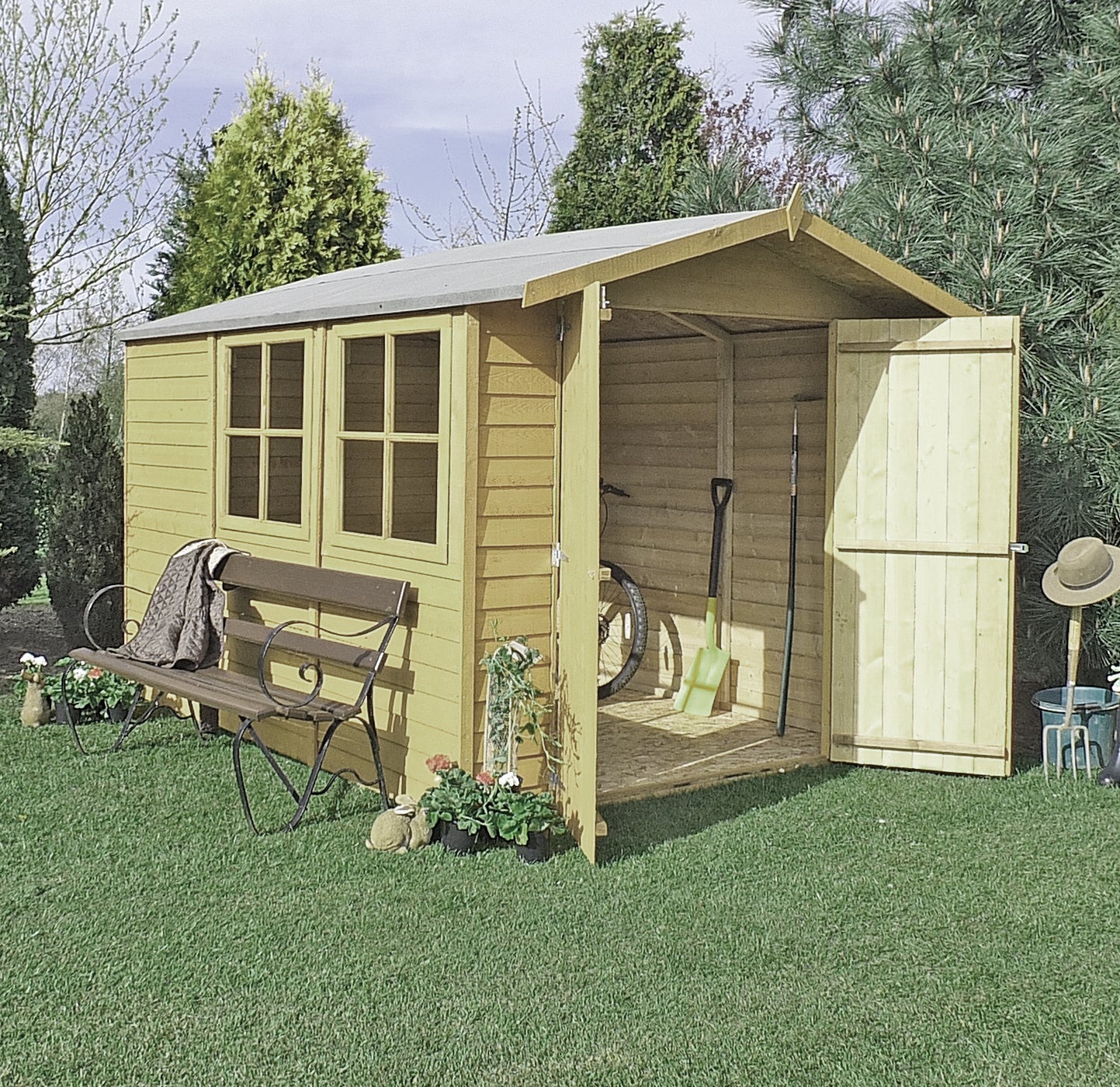 Shire Overlap Pressure Treated 10x7 Double Door Pressure Treated Value Range Wooden Garden Shed