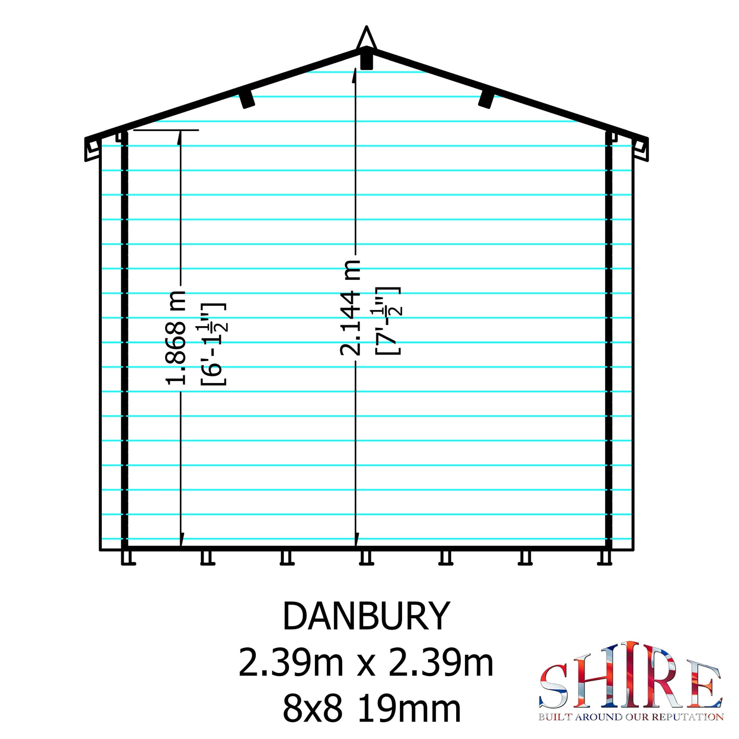 Shire Danbury 8' x 8' ft 19mm Log Cabin