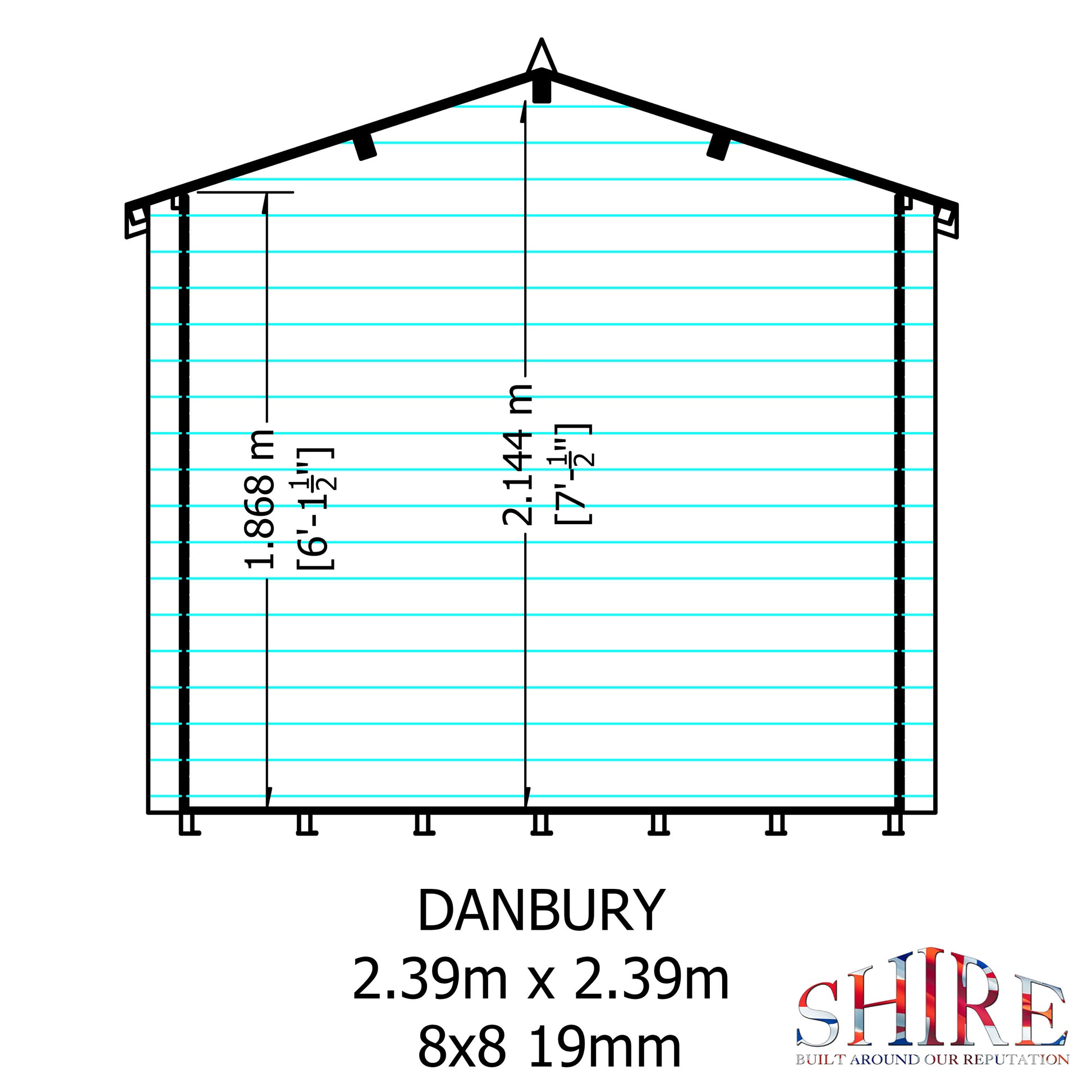 Shire Danbury 8' x 8' ft 19mm Log Cabin