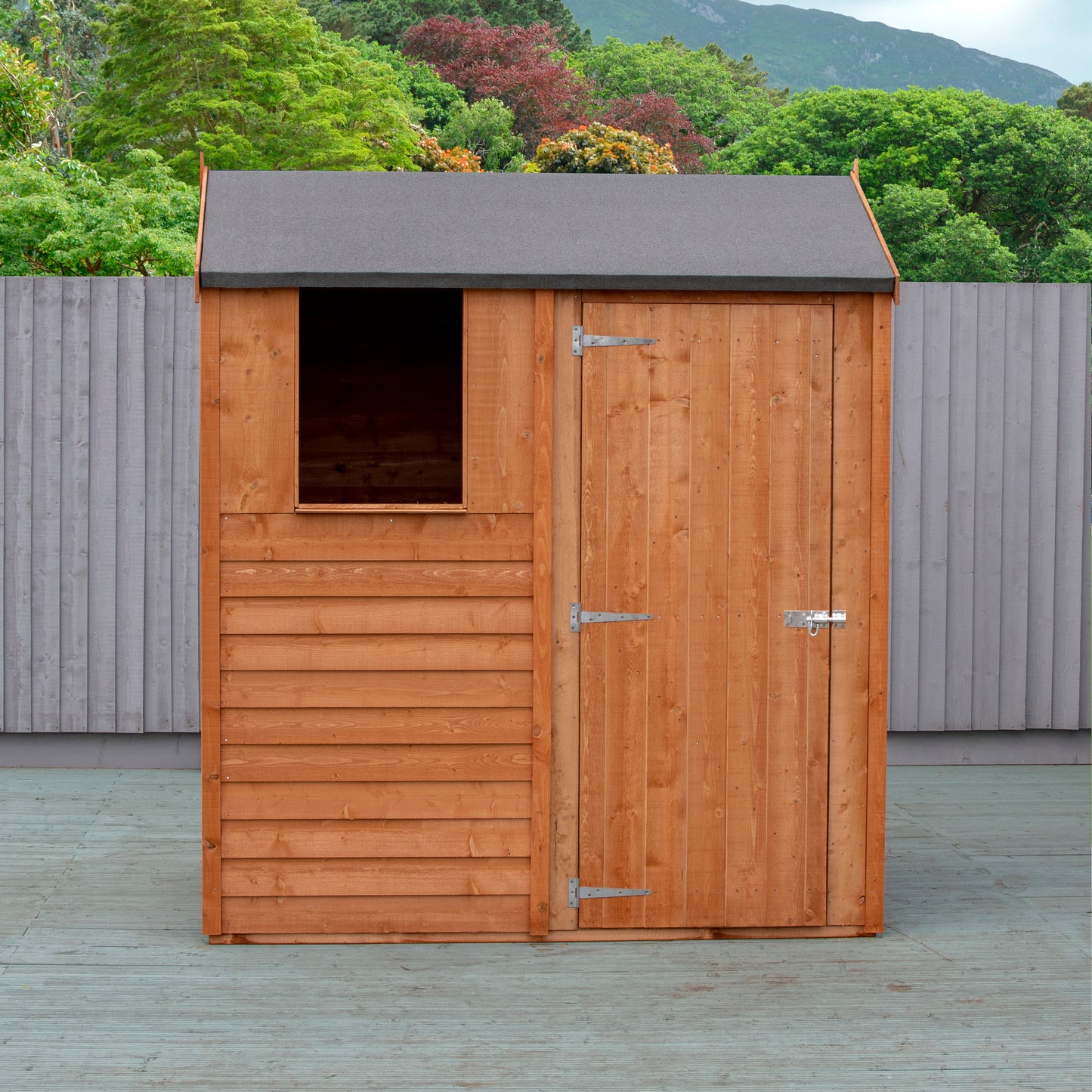 Shire Overlap 6x4 Single Door Reverse Apex 6 x 4 ft Dip Treated Wooden Garden Shed