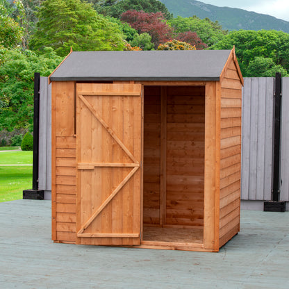 Shire Overlap 6x4 Single Door Reverse Apex 6 x 4 ft Dip Treated Wooden Garden Shed