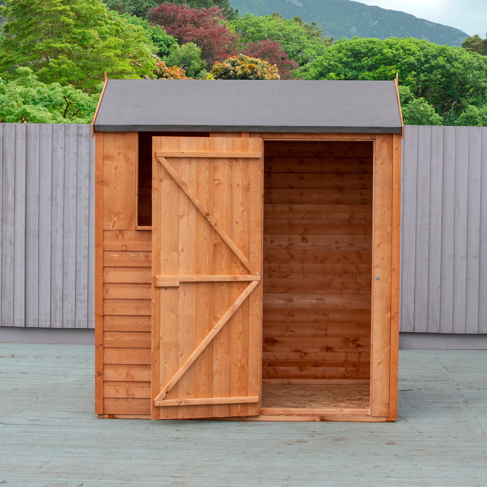 Shire Overlap 6x4 Single Door Reverse Apex 6 x 4 ft Dip Treated Wooden Garden Shed