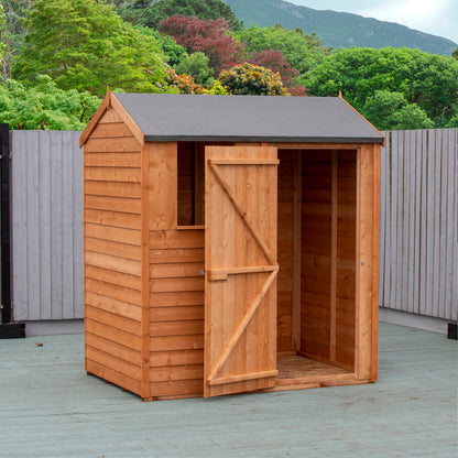 Shire Overlap 6x4 Single Door Reverse Apex 6 x 4 ft Dip Treated Wooden Garden Shed