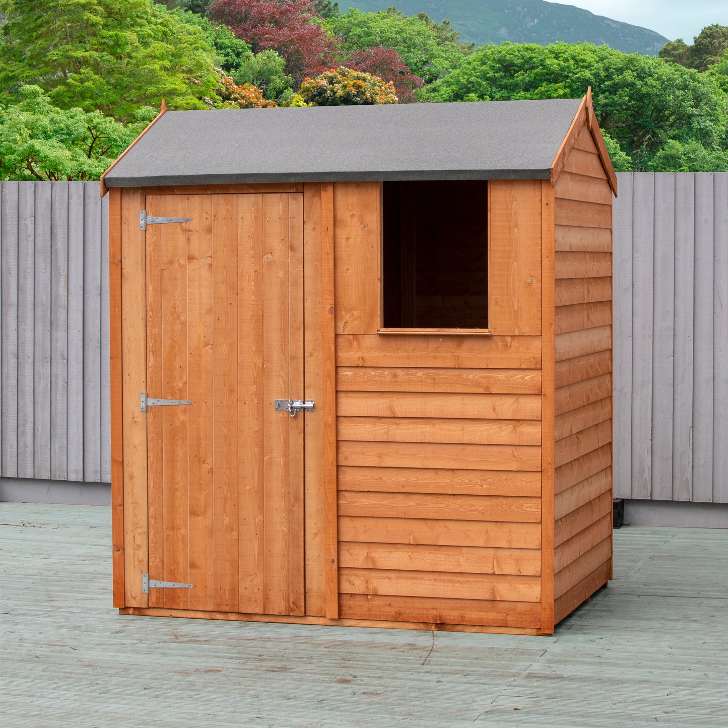 Shire Overlap 6x4 Single Door Reverse Apex 6 x 4 ft Dip Treated Wooden Garden Shed