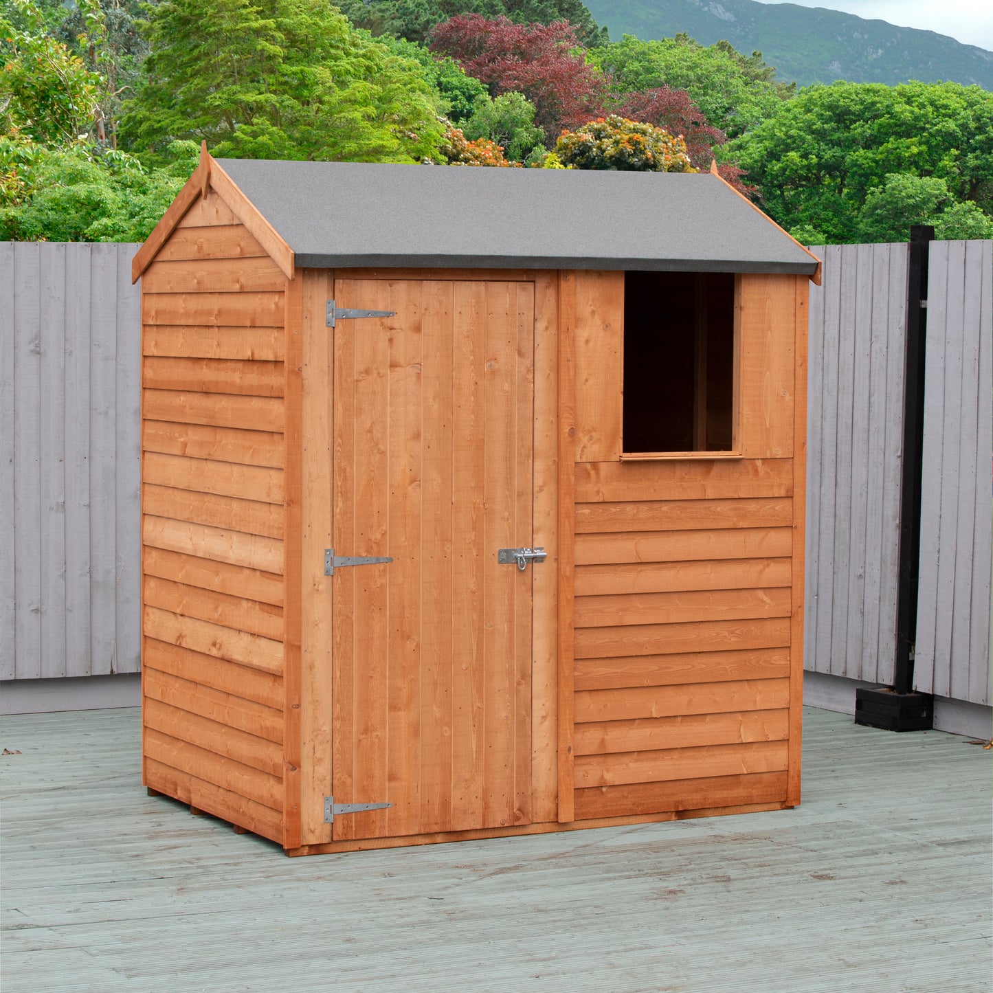 Shire Overlap 6x4 Single Door Reverse Apex 6 x 4 ft Dip Treated Wooden Garden Shed