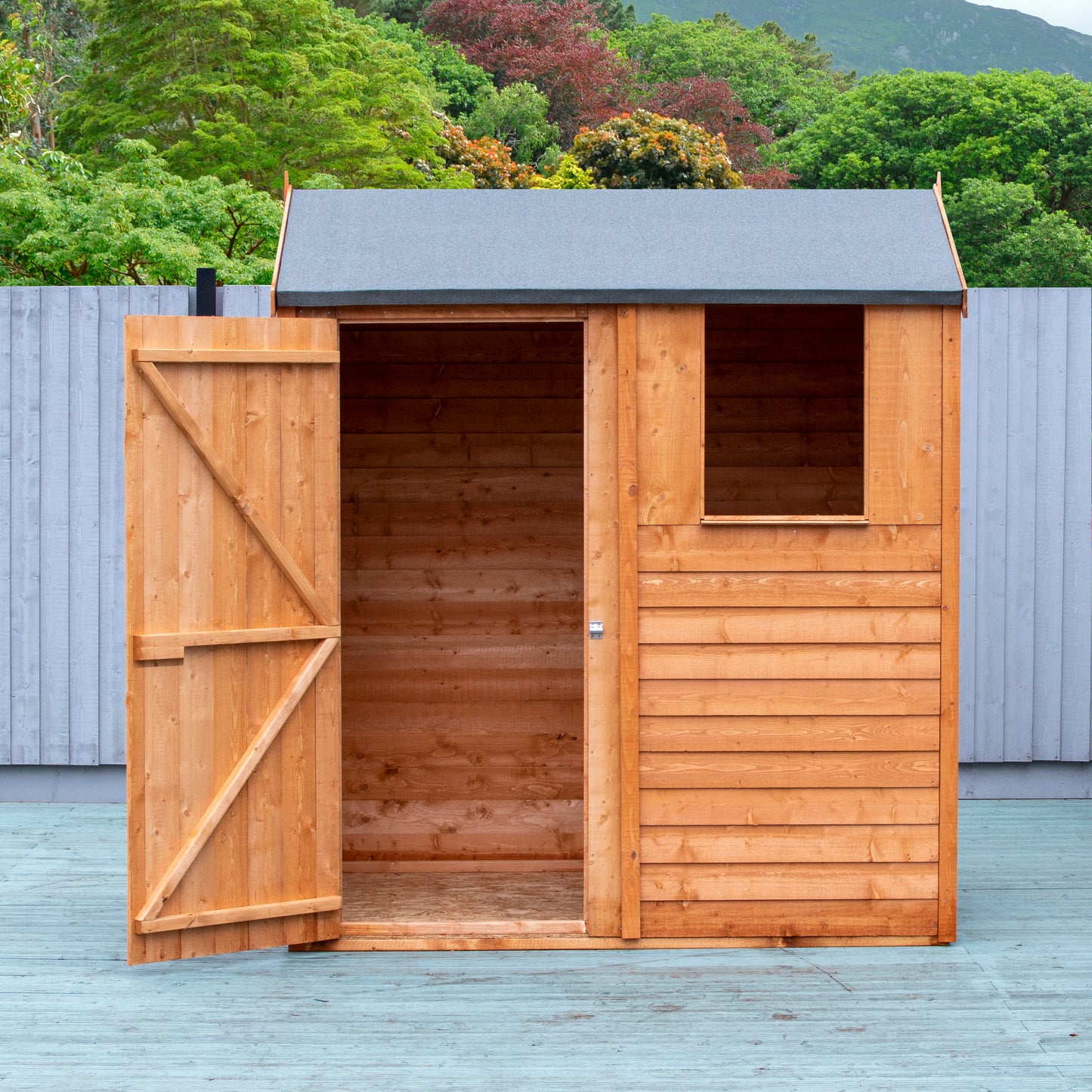 Shire Overlap 6x4 Single Door Reverse Apex 6 x 4 ft Dip Treated Wooden Garden Shed