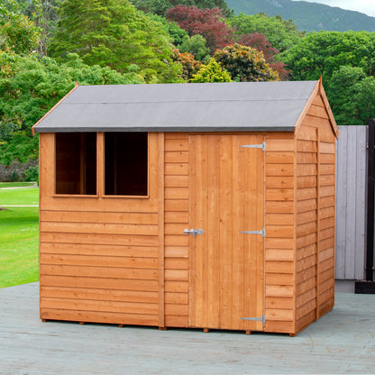 Shire Overlap 8x6 Single Door Reverse Apex Amaryllis 8x6ft Dip Treated Wooden Garden Shed