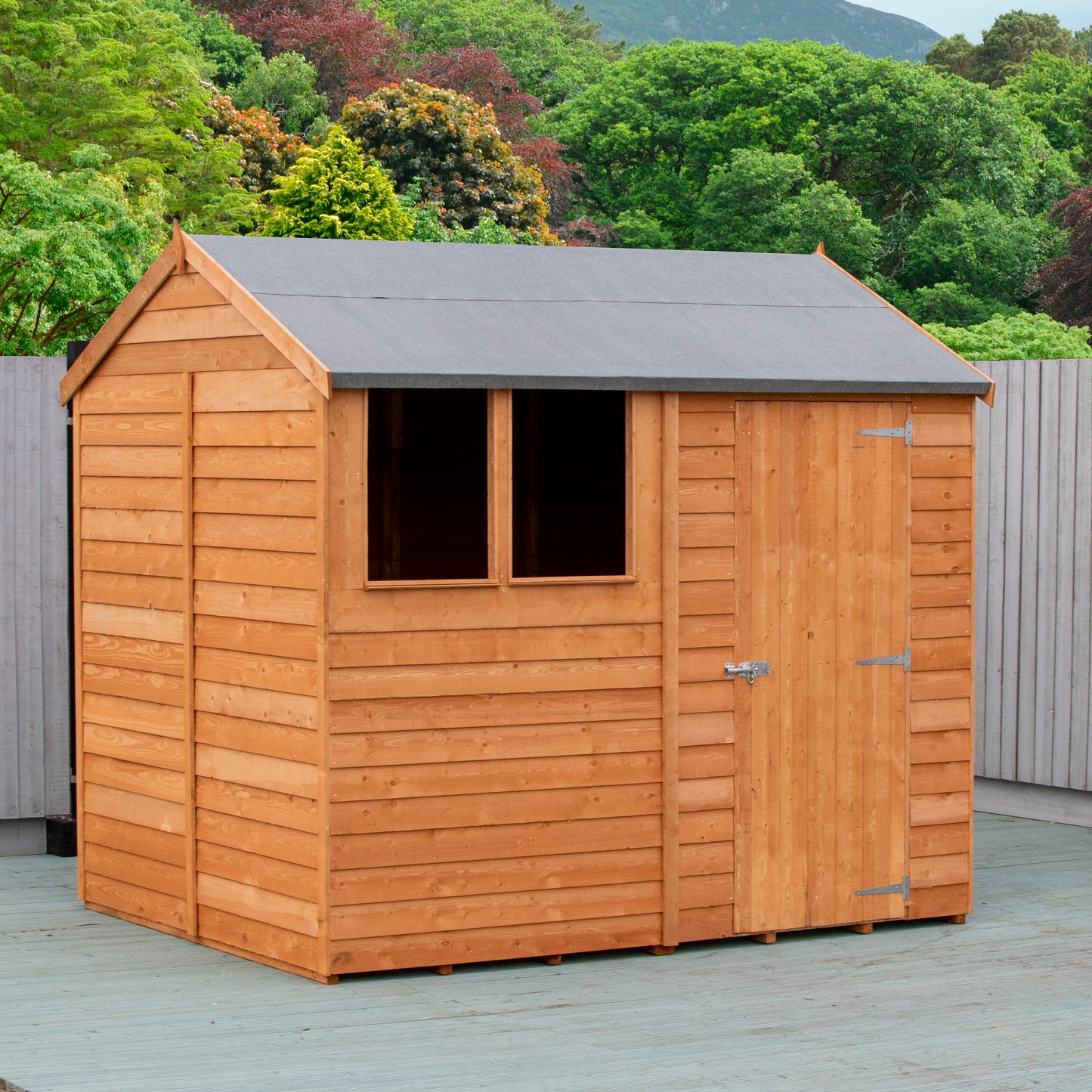 Shire Overlap 8x6 Single Door Reverse Apex Amaryllis 8x6ft Dip Treated Wooden Garden Shed