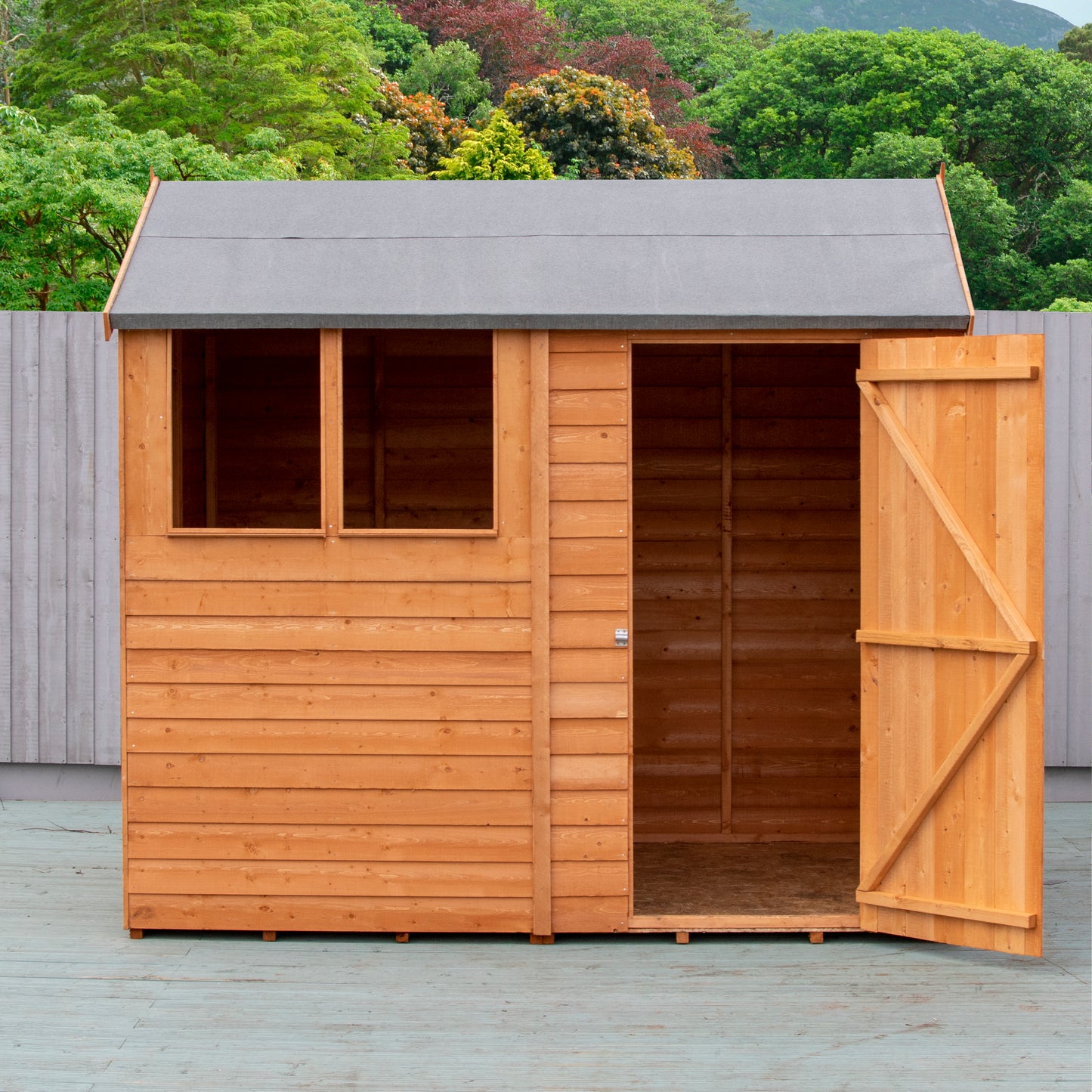 Shire Overlap 8x6 Single Door Reverse Apex Amaryllis 8x6ft Dip Treated Wooden Garden Shed