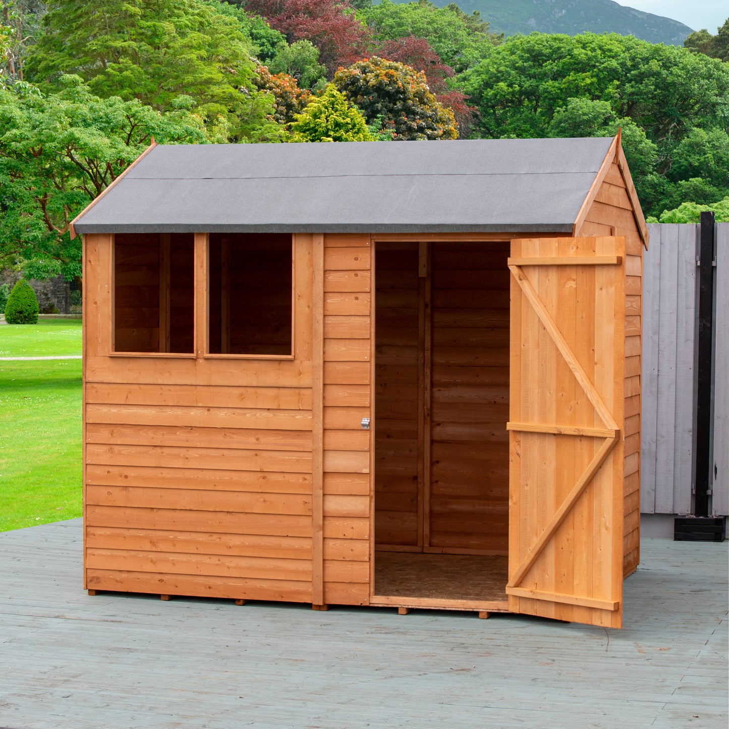 Shire Overlap 8x6 Single Door Reverse Apex Amaryllis 8x6ft Dip Treated Wooden Garden Shed