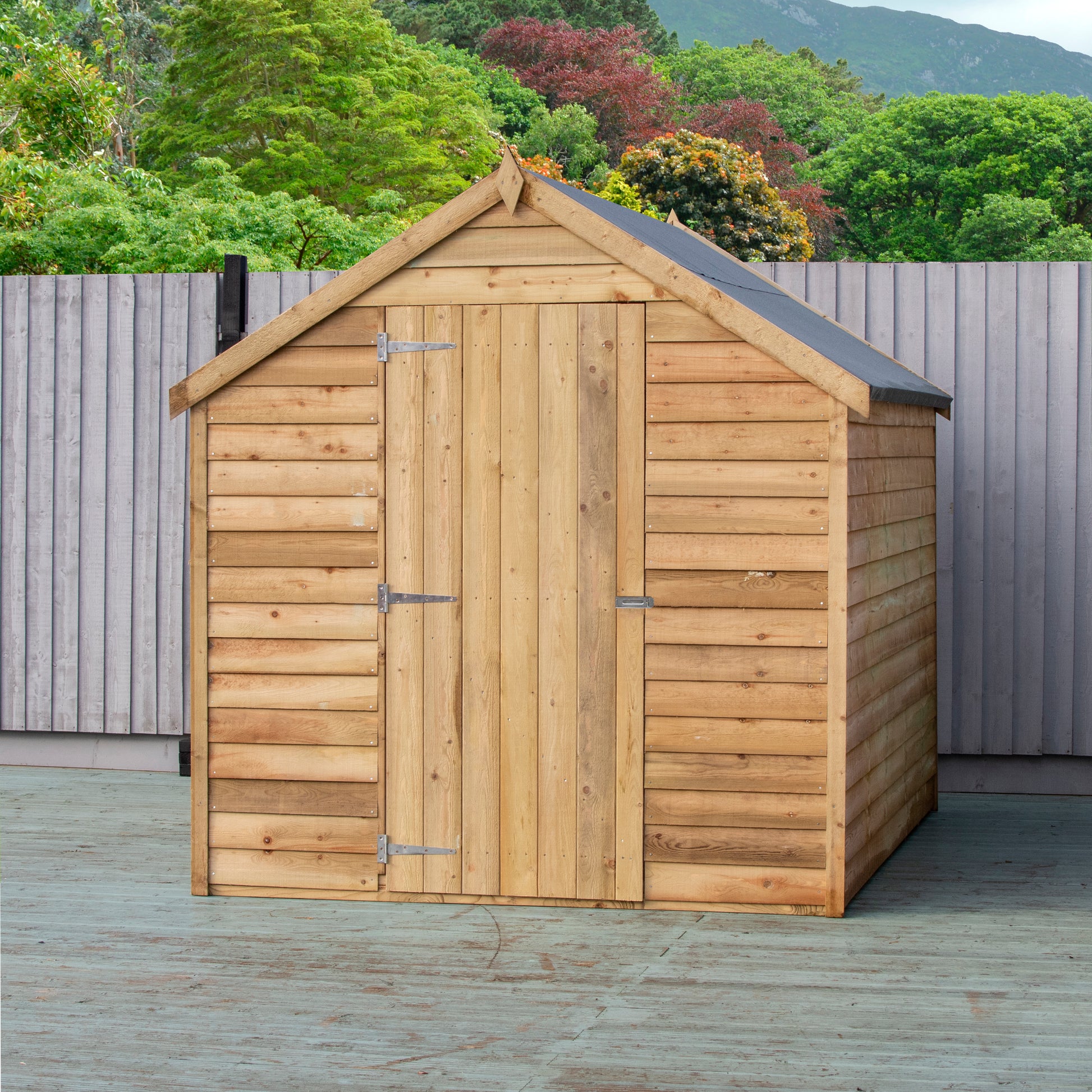 Shire Overlap 8x6 Single Door Value with Window Pressure Treated Value Range Wooden Garden Shed