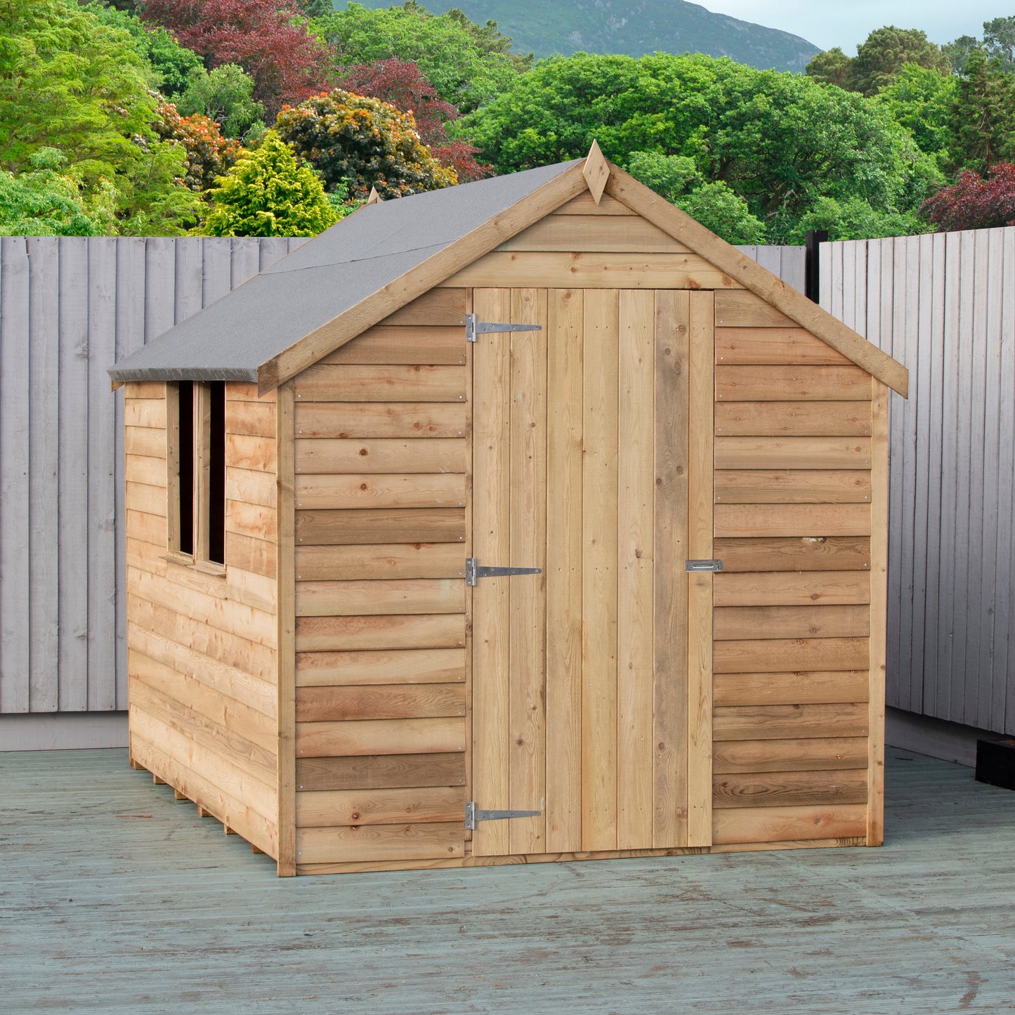 Shire Overlap 8x6 Single Door Value with Window Pressure Treated Value Range Wooden Garden Shed