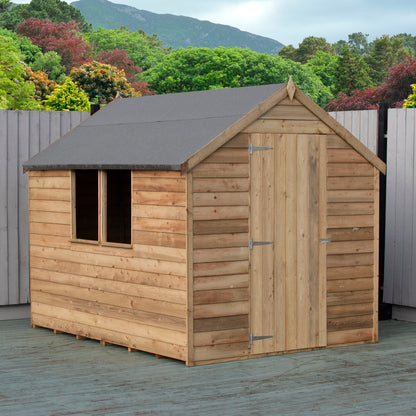 Shire Overlap 8x6 Single Door Value with Window Pressure Treated Value Range Wooden Garden Shed