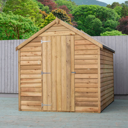 Shire Overlap 8x6 Single Door Value with Window Pressure Treated Value Range Wooden Garden Shed